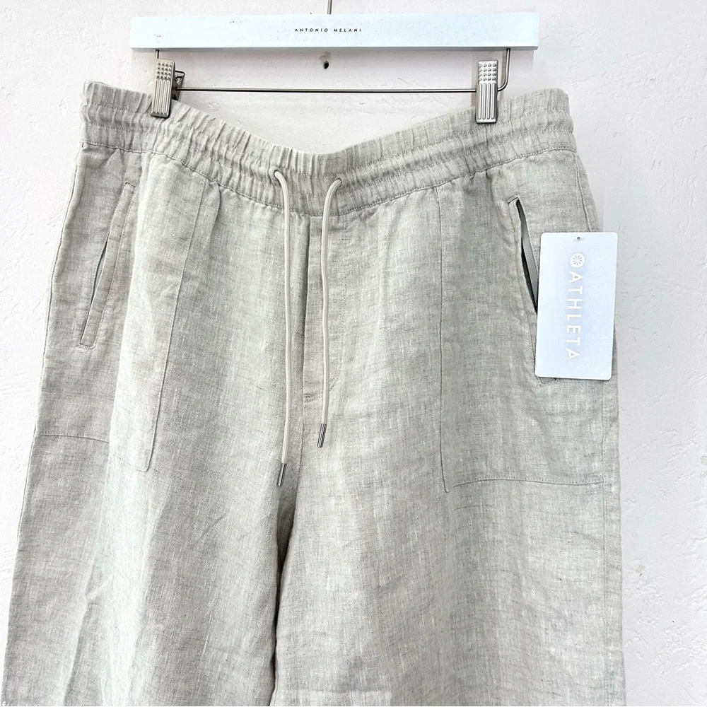 Athelta Retreat 100% Linen High Rise Wide Leg Pant Natural Size XL NWT - Picture 3 of 11